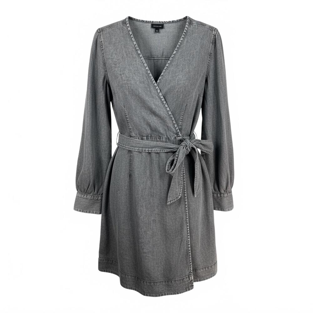 Who What Wear Women's Gray Denim Wrap Dress Size Large‎